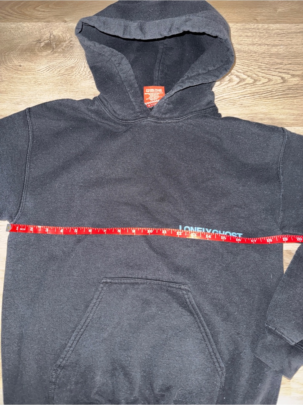 LONELY GHOST Black Crewneck Sweatshirt with Blue Logo - Picture 6 of 7